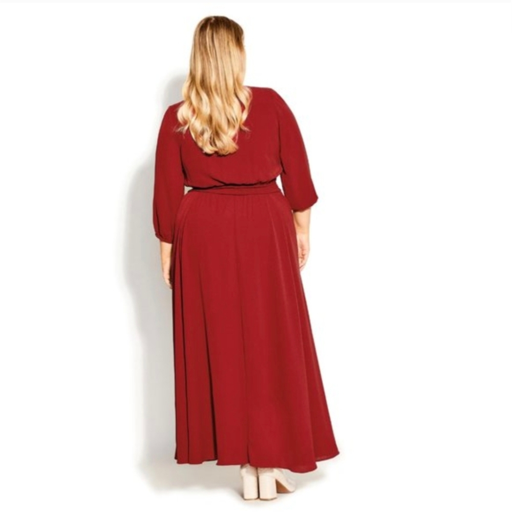 City Chic "Desire" Deep Red Maxi Dress - Picture 3 of 8